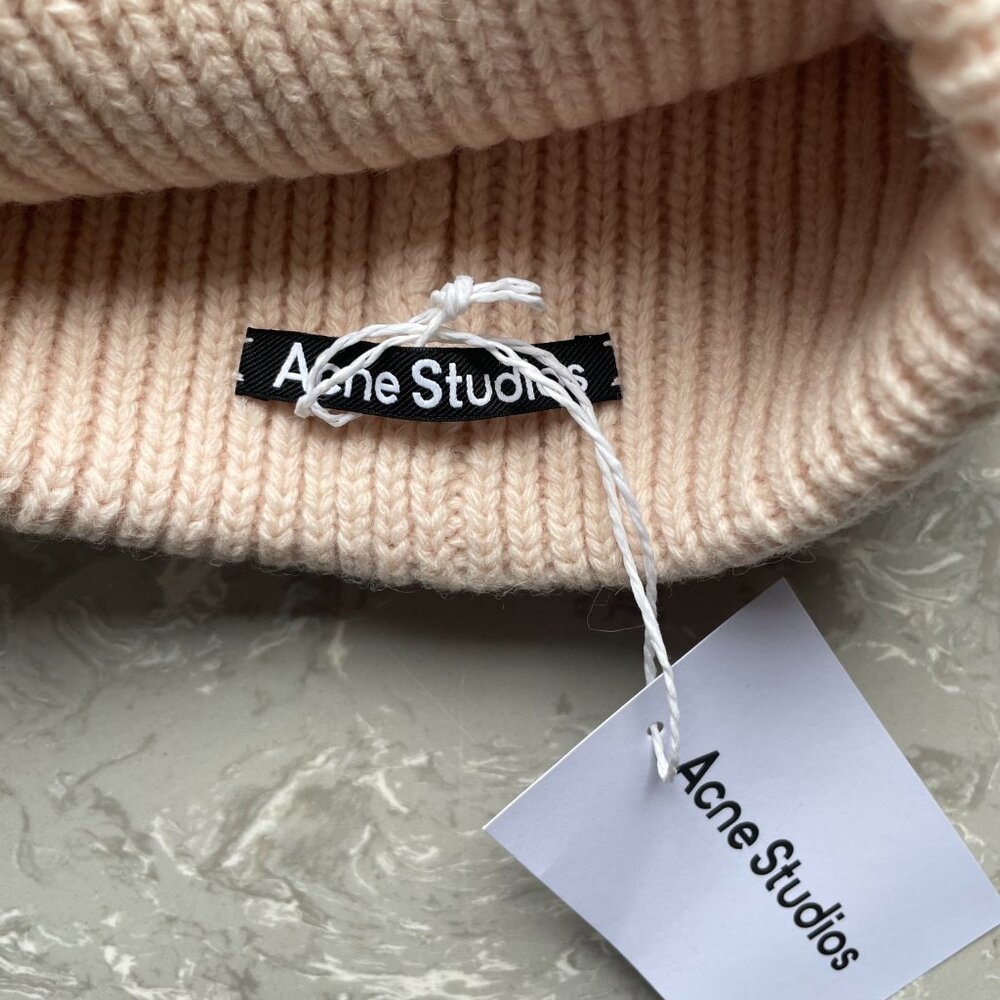 Acne Studios Wool Face Patch Beanie Soft Cream Kn… - image 4